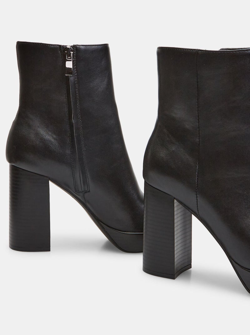 Bottines avec talon large BATA Noir - Kiabi