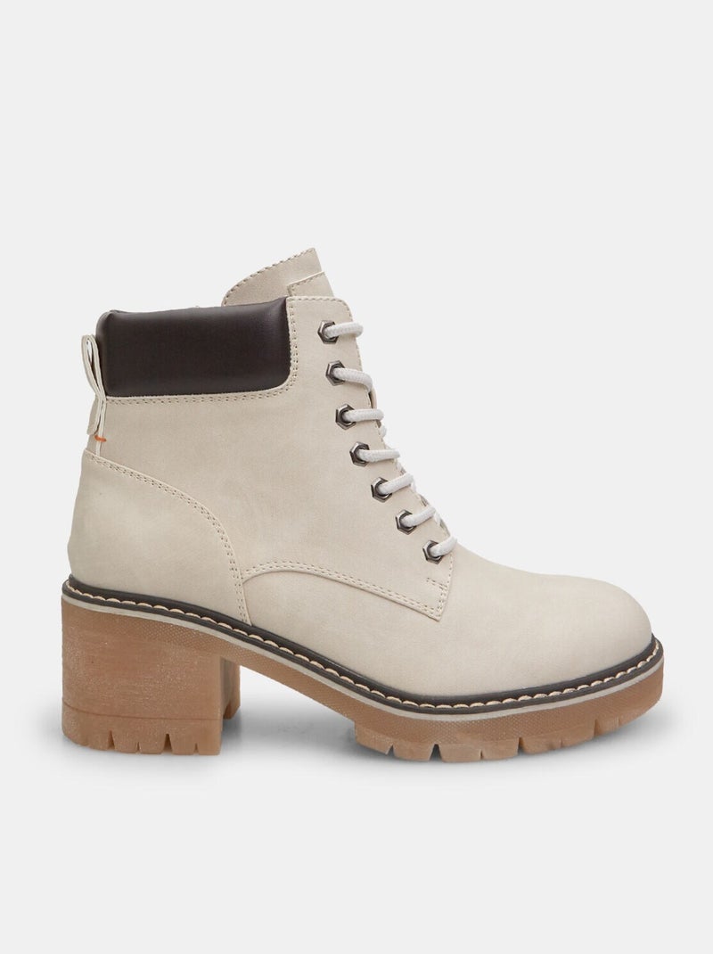 Bottines avec talon moyen et lacets BATA Beige - Kiabi