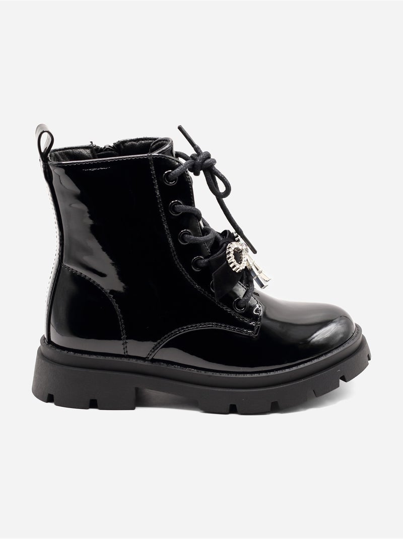 Bottines avec un nœud décoratif Noir - Kiabi