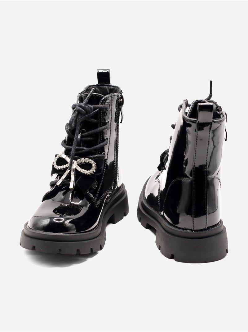 Bottines avec un nœud décoratif Noir - Kiabi