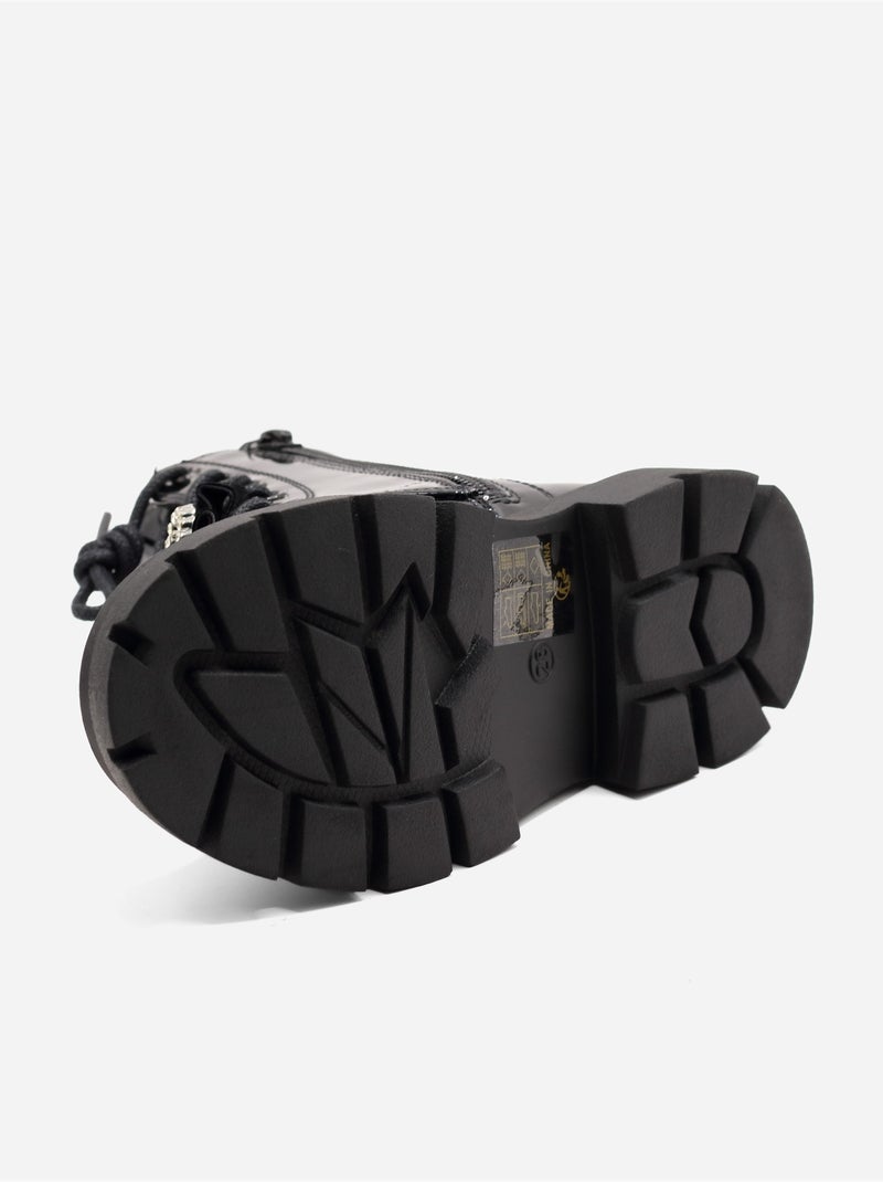 Bottines avec un nœud décoratif Noir - Kiabi