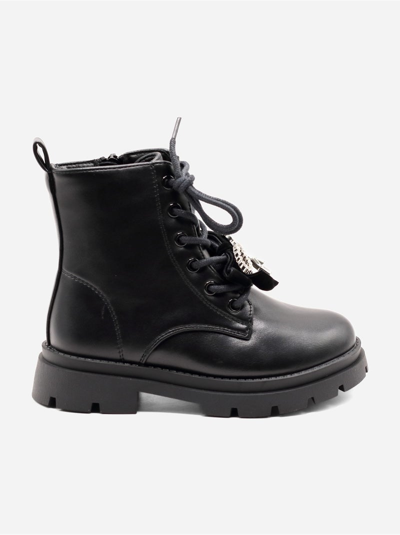 Bottines avec un nœud décoratif Noir mat - Kiabi