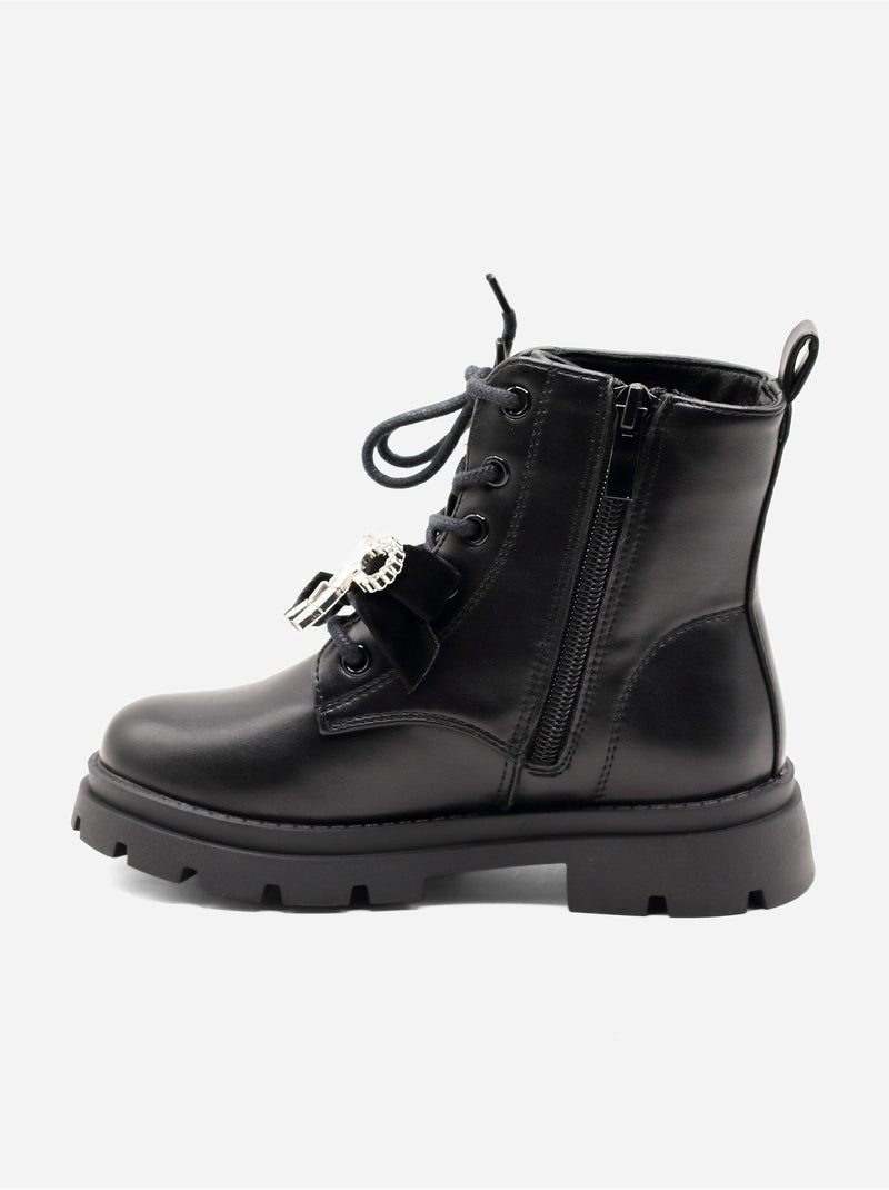 Bottines avec un nœud décoratif Noir mat - Kiabi