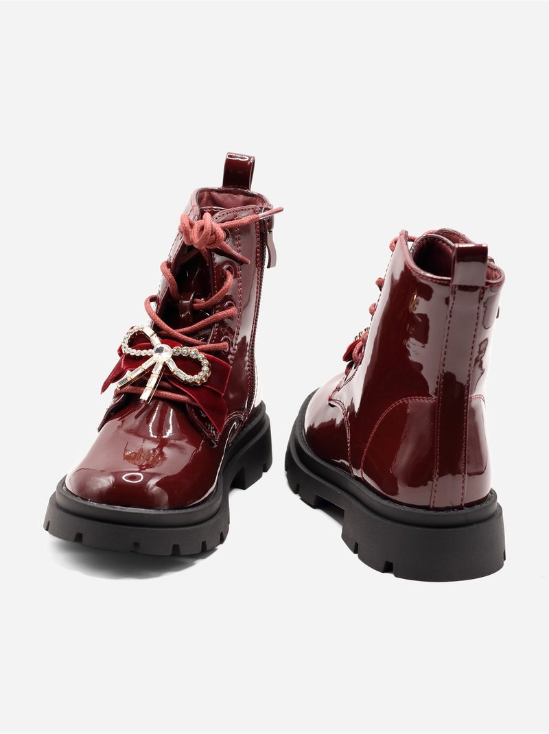 Bottines avec un nœud décoratif Rouge - Kiabi