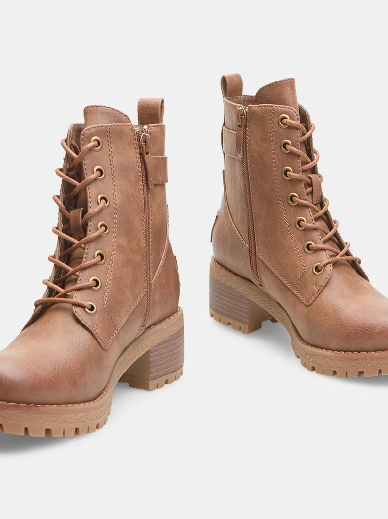 Bottines avec zip latérale et boucles BATA Taupe - Kiabi