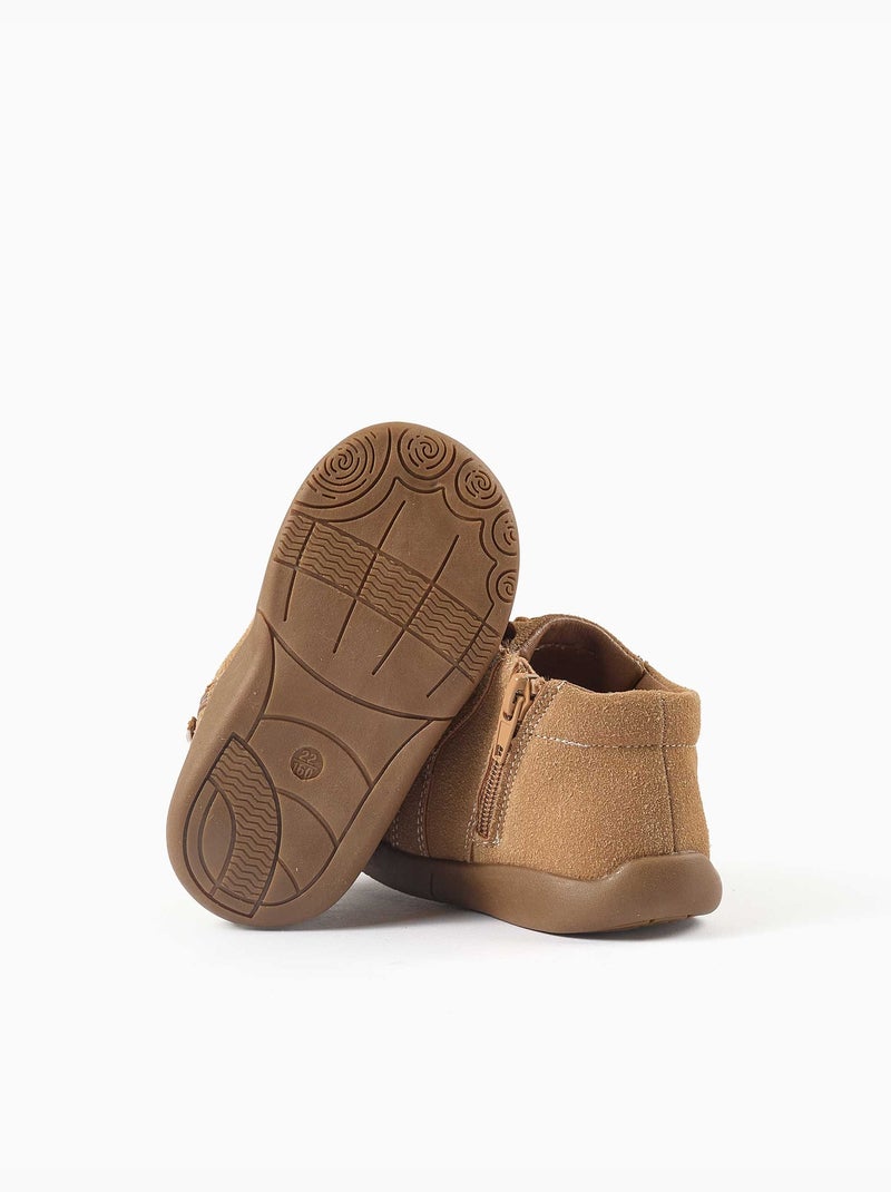 Bottines barefoot à lacets et franges Marron - Kiabi