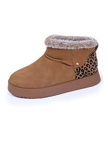 Bottines basses revers fourré, semelle à mémoire de forme Isotoner