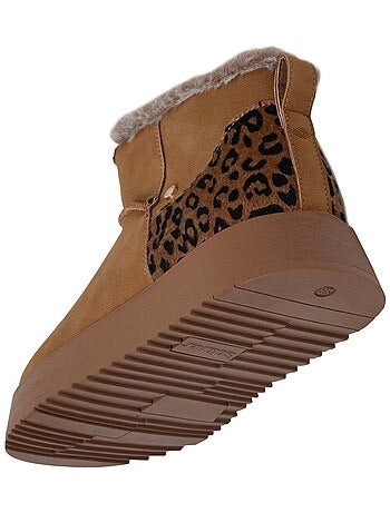 Bottines basses revers fourré, semelle à mémoire de forme Isotoner