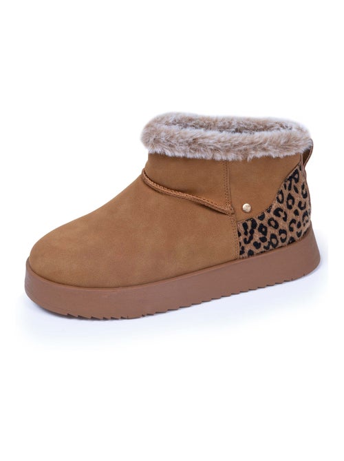 Bottines basses revers fourré, semelle à mémoire de forme  Isotoner - Kiabi