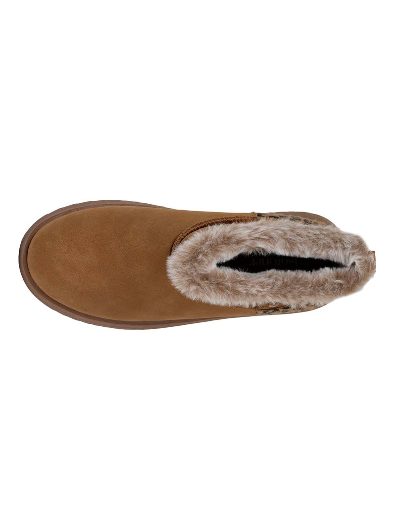 Bottines basses revers fourré, semelle à mémoire de forme  Isotoner Camel/Multicolore - Kiabi