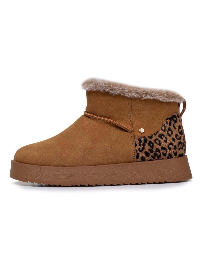 Bottines basses revers fourré, semelle à mémoire de forme  Isotoner Camel/Multicolore - Kiabi