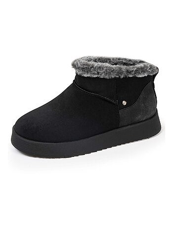 Bottines basses revers fourré, semelle à mémoire de forme Isotoner