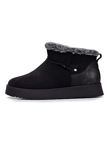 Bottines basses revers fourré, semelle à mémoire de forme Isotoner