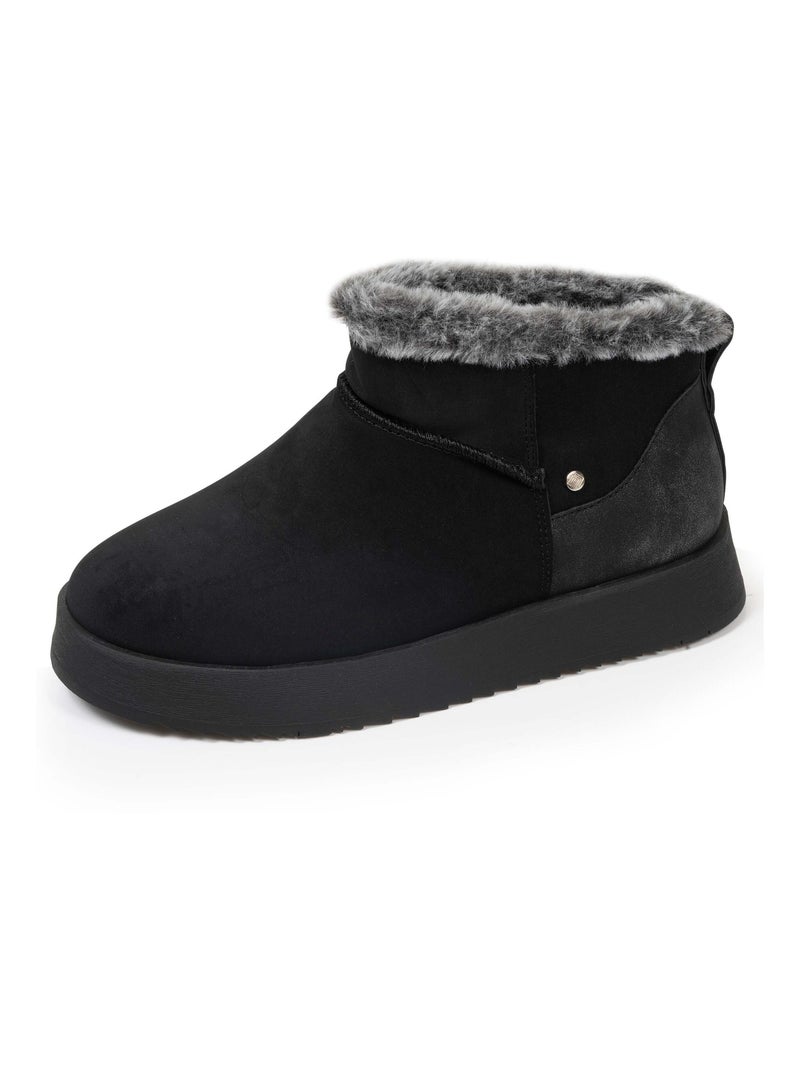 Bottines basses revers fourré, semelle à mémoire de forme  Isotoner Noir - Kiabi