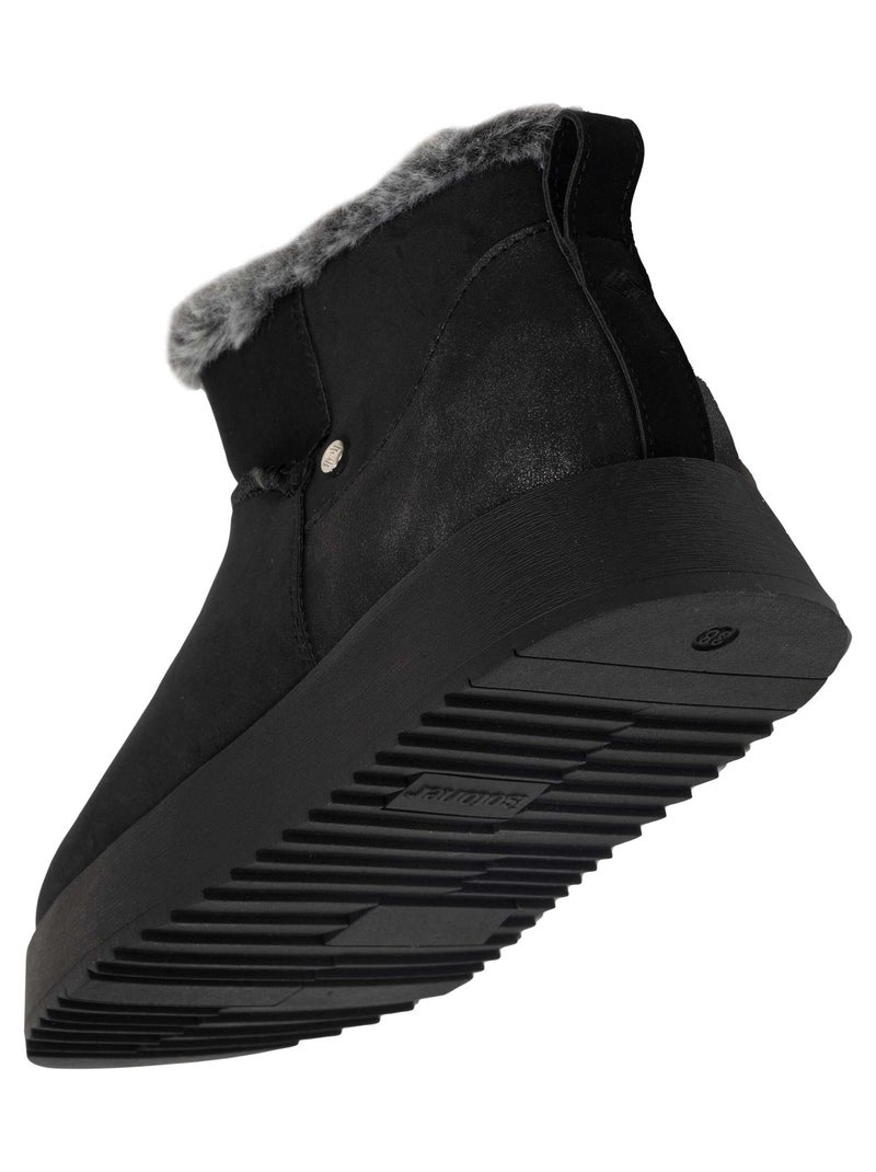 Bottines basses revers fourré, semelle à mémoire de forme  Isotoner Noir - Kiabi