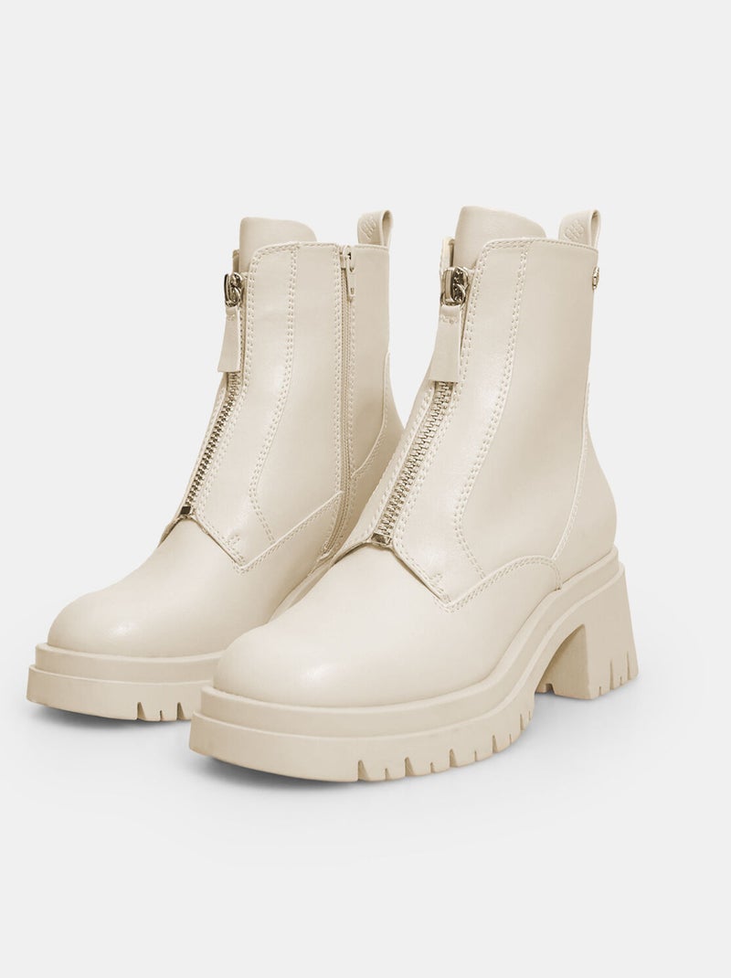 Bottines Bata Red Label avec talon et fermeture éclair BATA Beige - Kiabi
