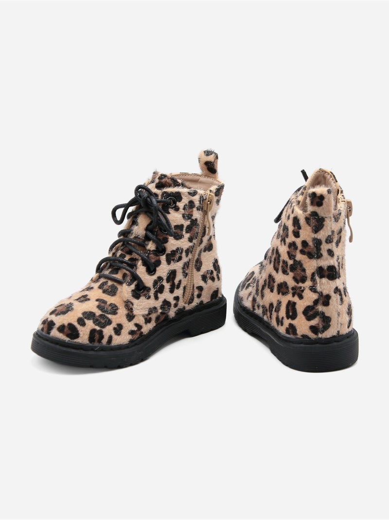 Bottines Bébé a lacets Marron havane - Kiabi