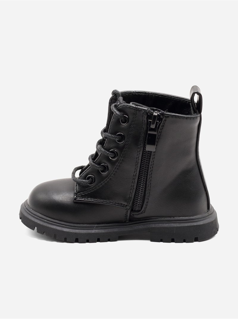 Bottines Bébé a lacets Noir - Kiabi