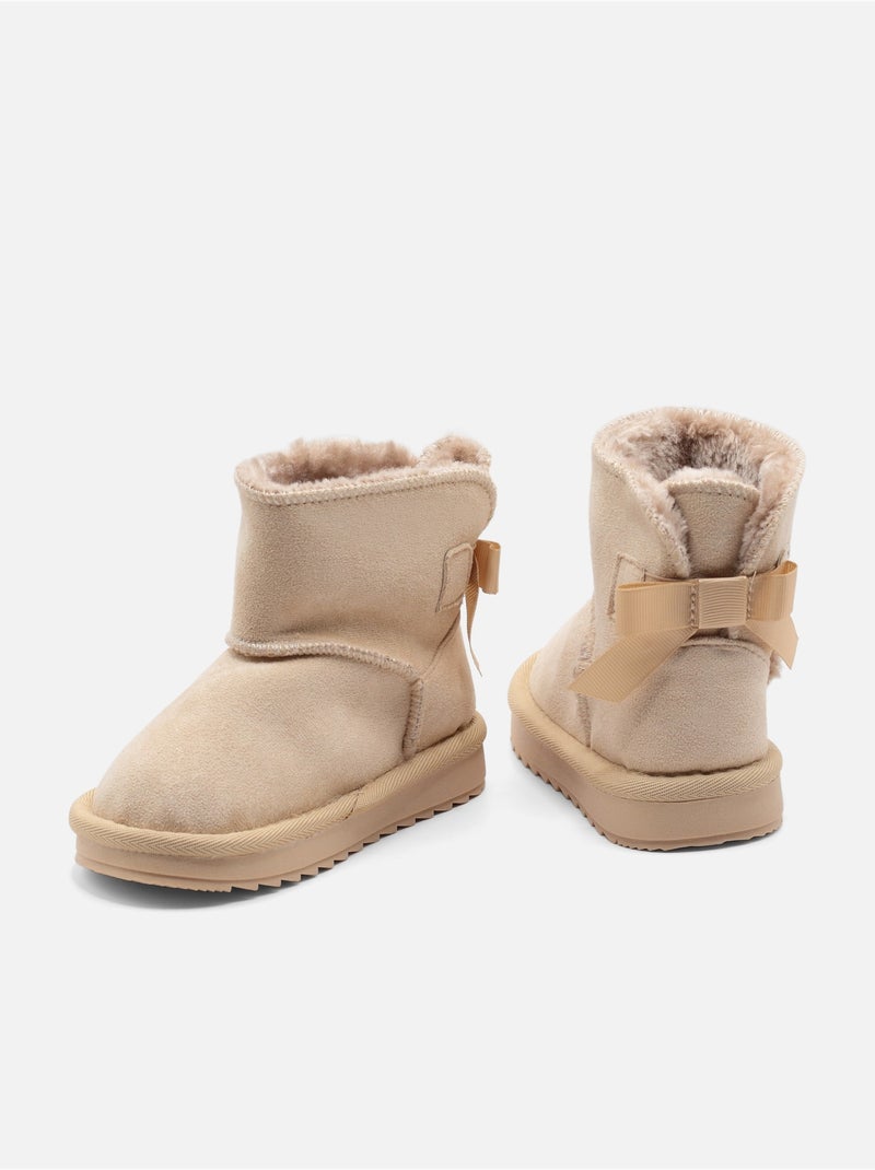 Bottines Bébé à noeuds Beige - Kiabi
