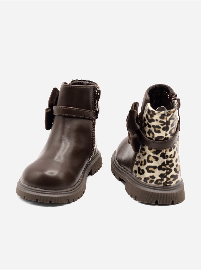 Bottines Bébé à noeuds Marron - Kiabi