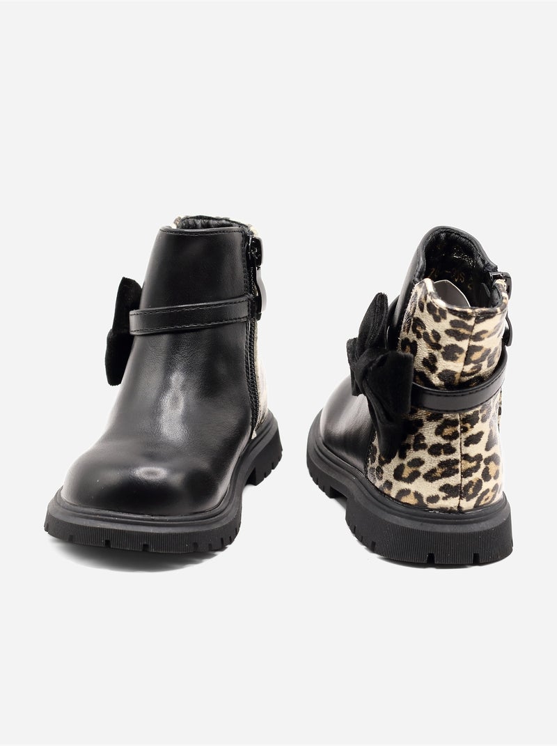 Bottines Bébé à noeuds Noir - Kiabi
