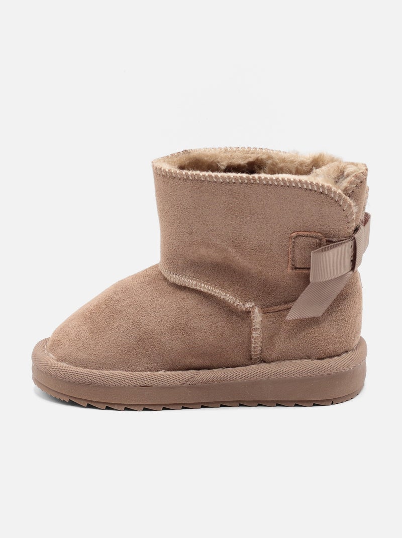 Bottines Bébé à noeuds Taupe - Kiabi