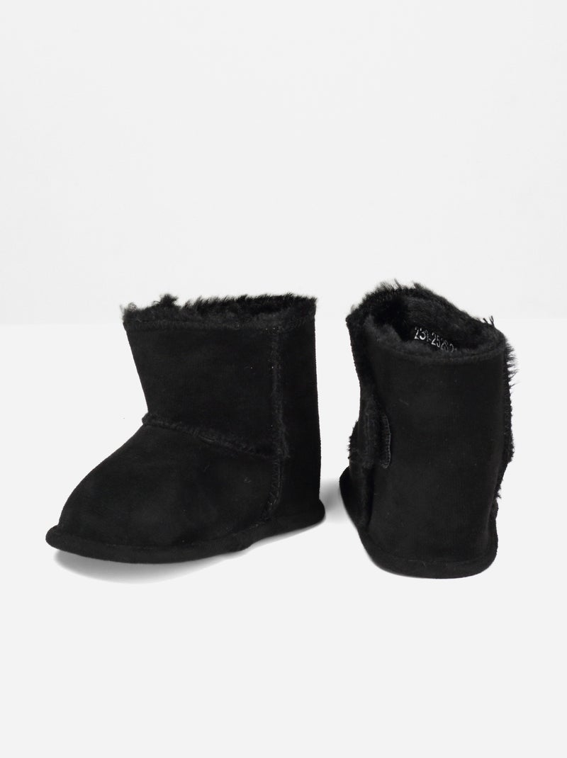 Bottines Bébé à scratch Noir - Kiabi