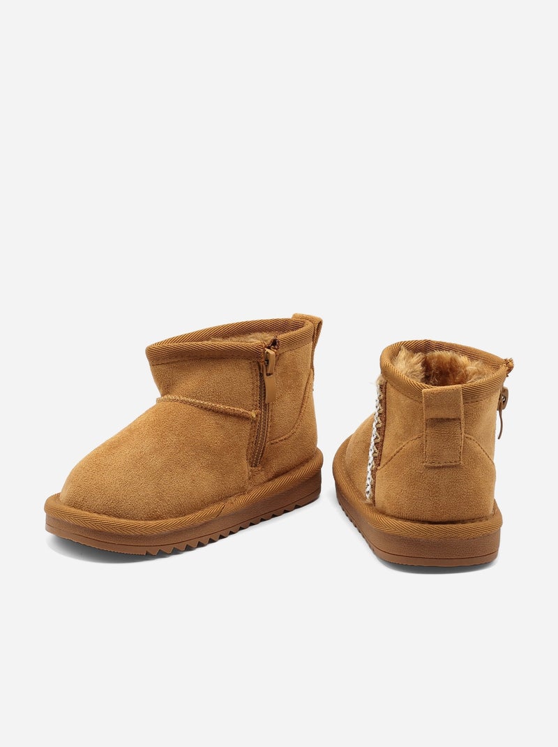 Bottines Bébé à zip Camel - Kiabi