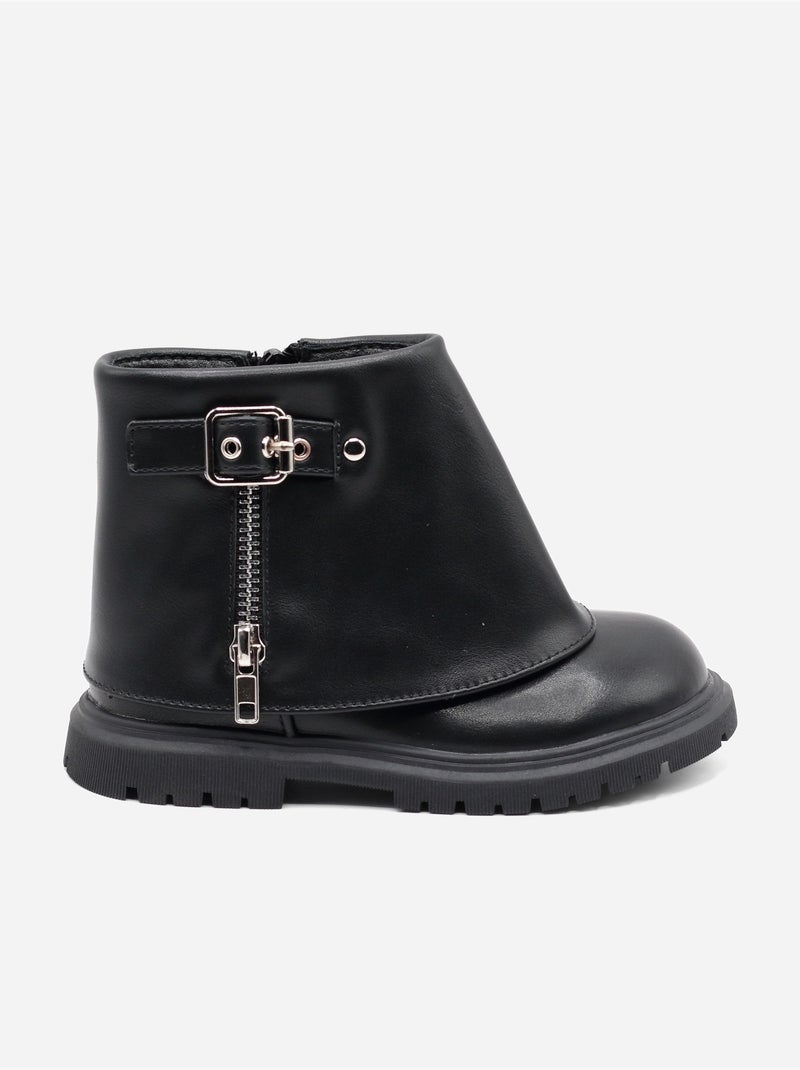 Bottines Bébé à zip Noir - Kiabi