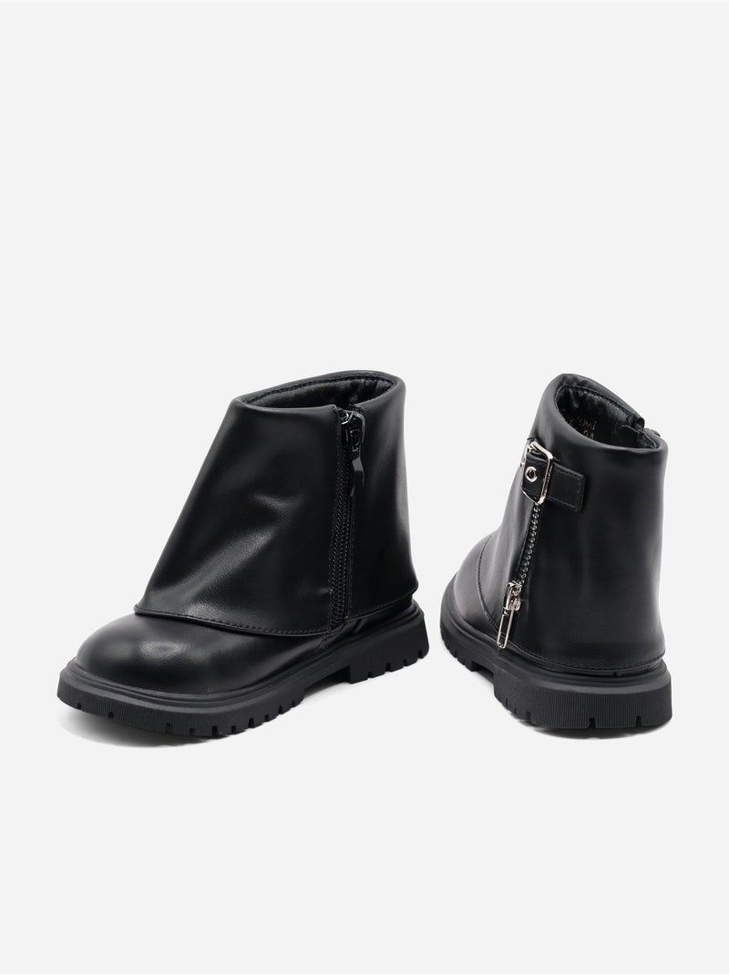 Bottines Bébé à zip Noir - Kiabi