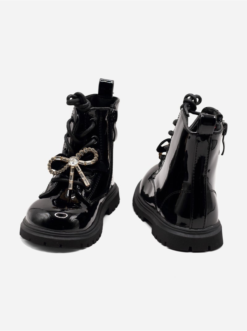 Bottines bébé avec un nœud décoratif Noir - Kiabi