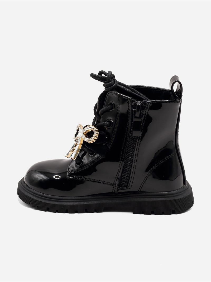 Bottines bébé avec un nœud décoratif Noir - Kiabi