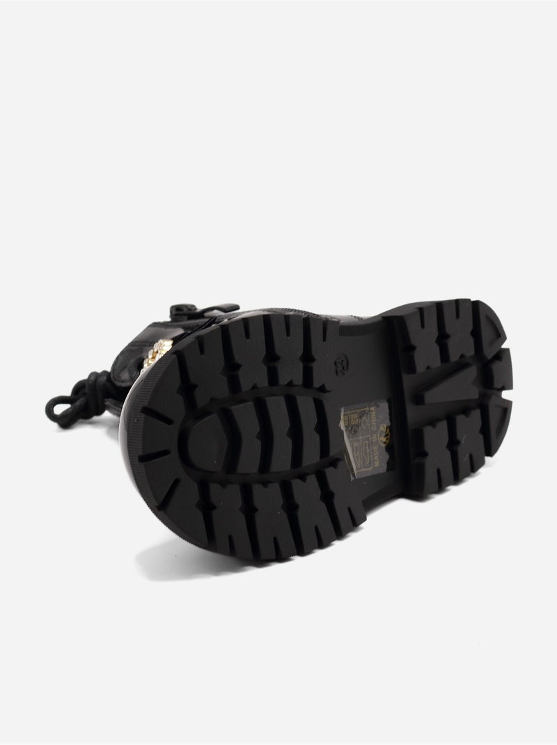 Bottines bébé avec un nœud décoratif Noir - Kiabi