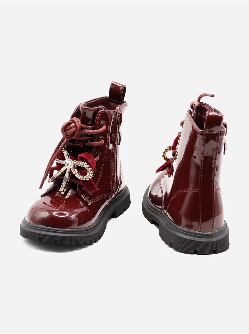 Bottines bébé avec un nœud décoratif Rouge - Kiabi