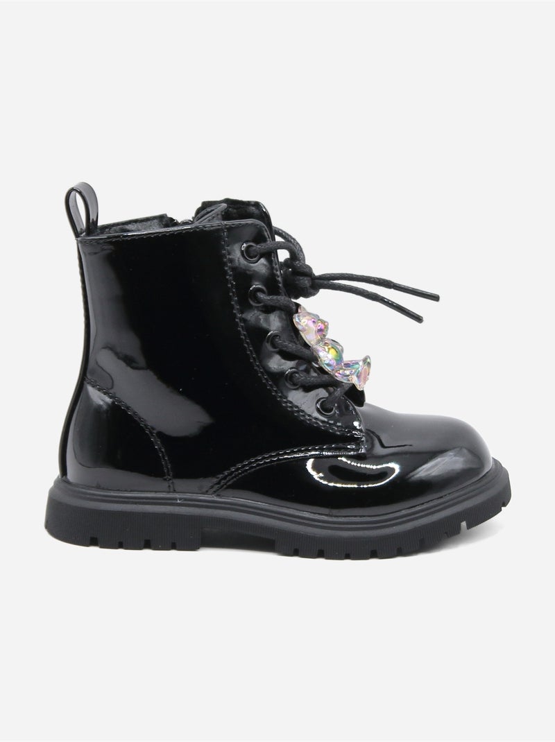 Bottines Bébé montantes Noir - Kiabi