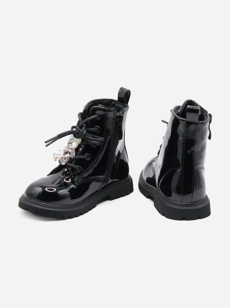 Bottines Bébé montantes Noir - Kiabi