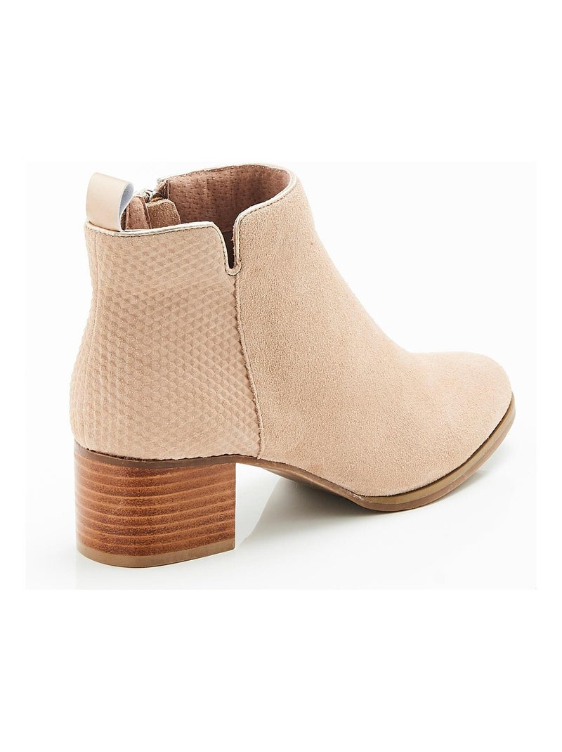 Bottines bi-matières - Damart Taupe - Kiabi