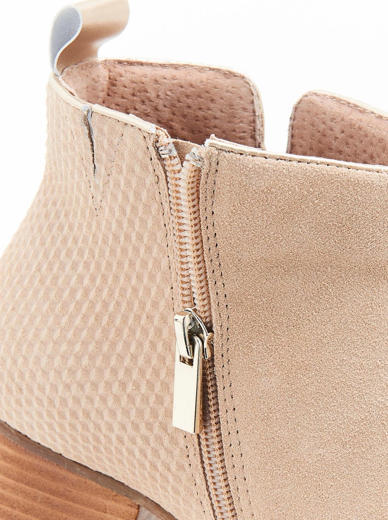 Bottines bi-matières - Damart Taupe - Kiabi