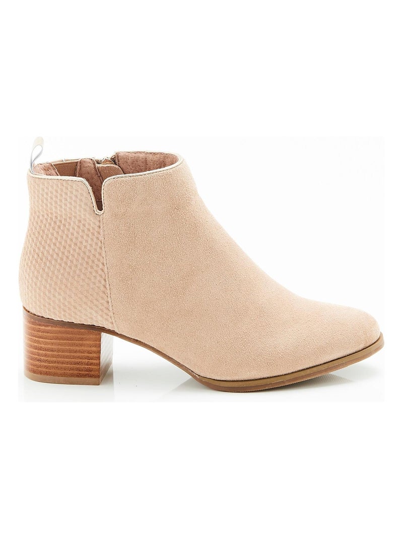 Bottines bi-matières - Damart Taupe - Kiabi