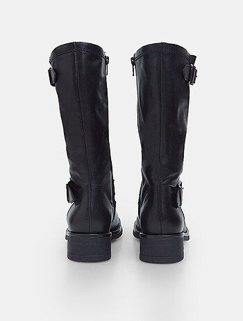 Bottines Biker en cuir avec double boucle BATA