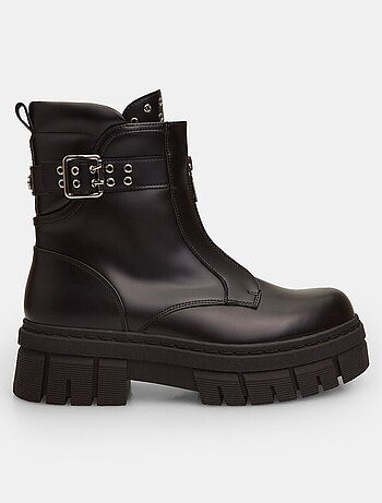 Bottines bikers avec zip et clous BATA