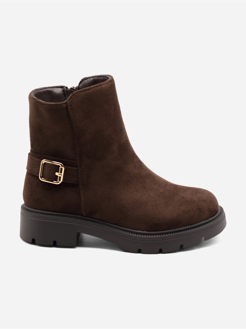 Bottines boucle ardillon Marron - Kiabi