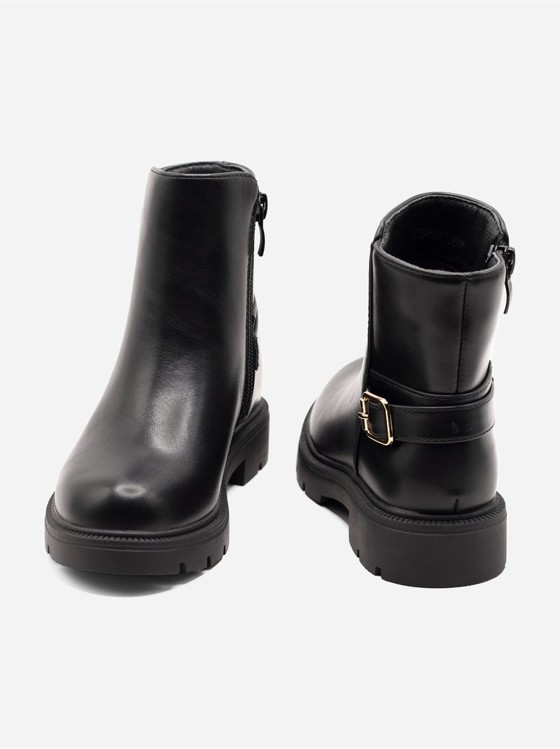 Bottines boucle ardillon Noir - Kiabi