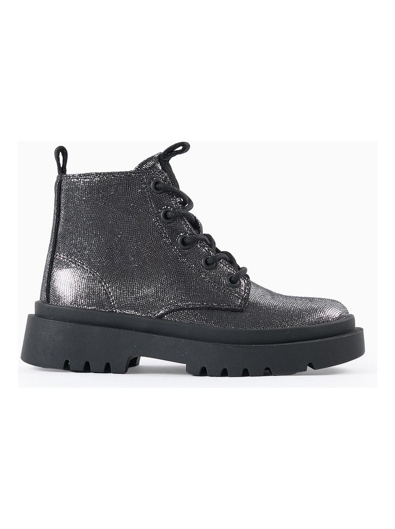 Bottines brillant, avec lacets et fermeture éclair DANCE ROOM Gris foncé - Kiabi