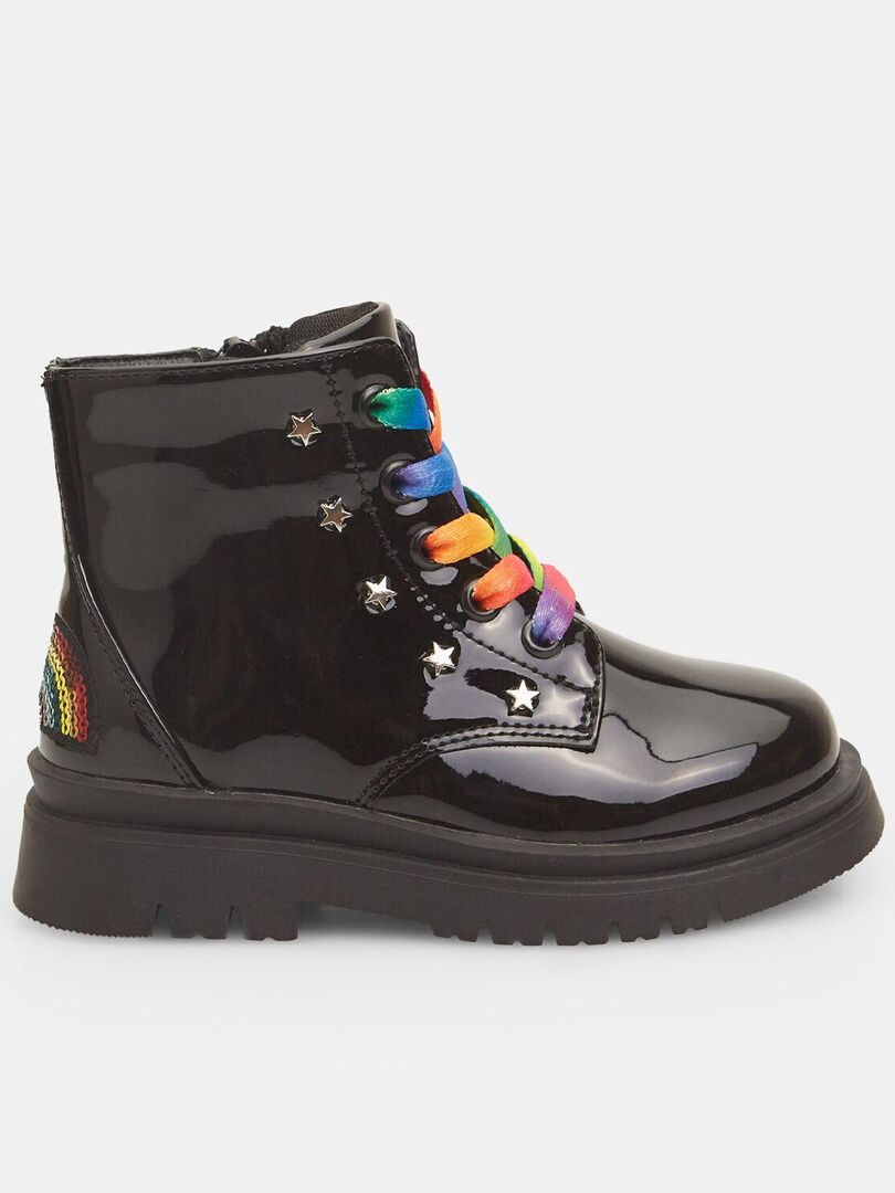 Bottines Bubblegummers avec lacets multicolores Noir - Kiabi