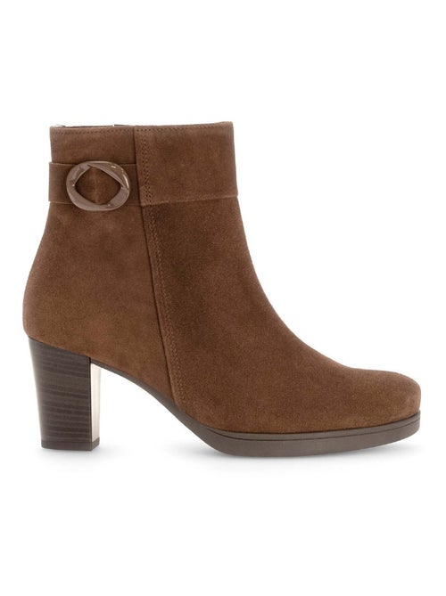 Bottines cacao en velours - Kiabi