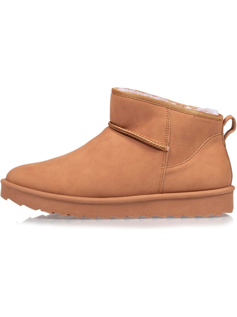 Bottines chaudes, légères, confortables et modernes, effet nubuck Camel - Kiabi