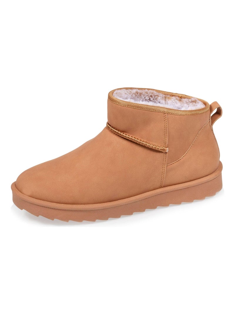 Bottines chaudes, légères, confortables et modernes, effet nubuck  Isotoner Camel - Kiabi