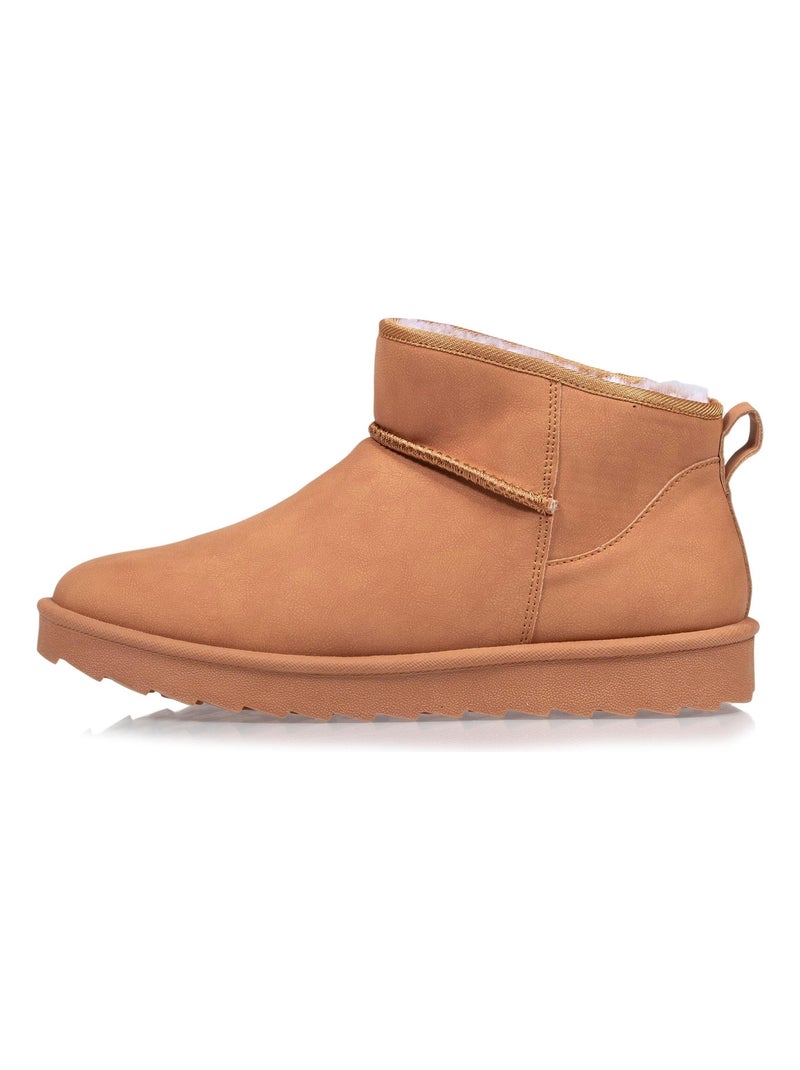 Bottines chaudes, légères, confortables et modernes, effet nubuck  Isotoner Camel - Kiabi