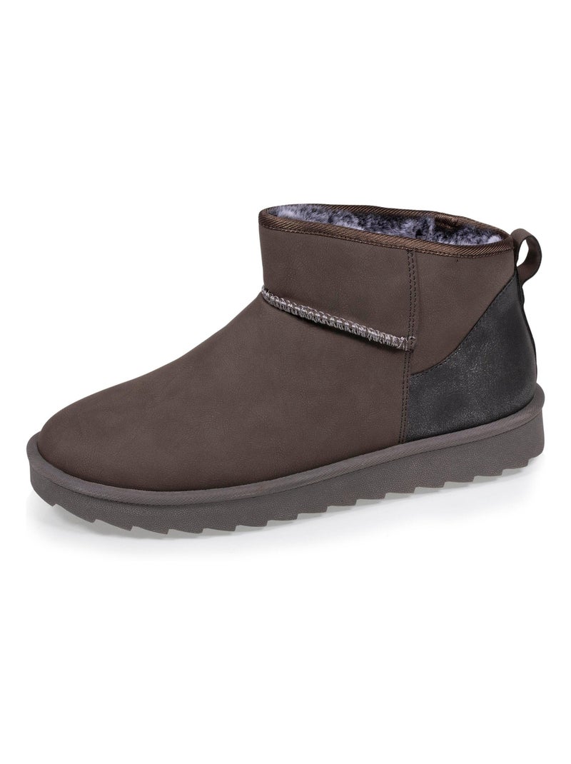 Bottines chaudes, légères, confortables et modernes, effet nubuck  Isotoner Gris Gris - Kiabi